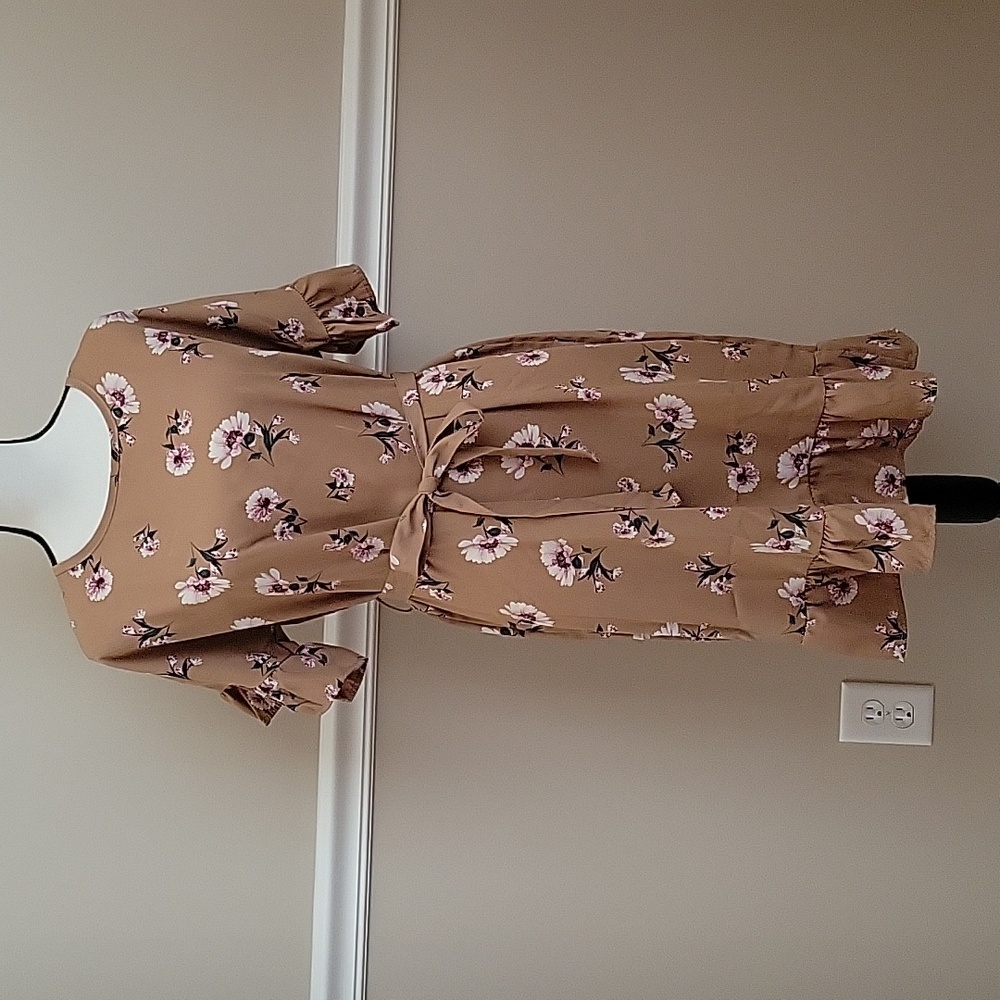 Tan floral dress